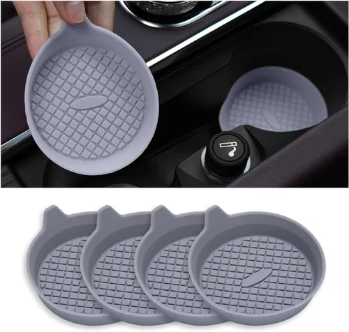 Miniatura 7 de Paquete de 4 posavasos para automóvil, portavasos empotrados de silicona para automóvil, impermeables, antideslizantes, a prueba de tambores, Café