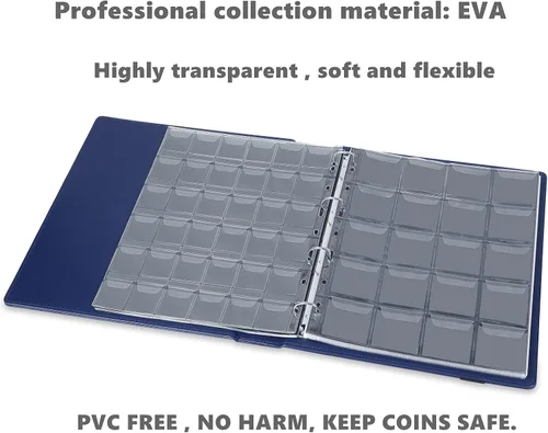 Miniatura 4 de MUDOR Páginas de bolsillo para monedas, sin PVC, hojas de 30 bolsillos para carpetas