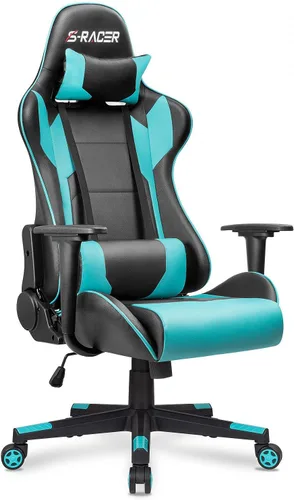 Miniatura 10 de Homall Silla de juegos, silla de oficina con respaldo alto, silla de computadora de cuero, silla de escritorio racing ejecutiva, ergonómica, Negro