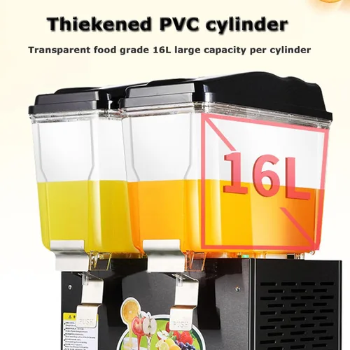 Miniatura 3 de Dispensador de jugo frío y caliente, dispensador de bebidas transparentes de acero inoxidable 32L, dispensador de bebidas comerciales de jugo Negro