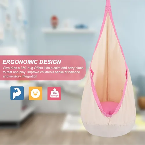 Miniatura 4 de YAERSI Silla de hamaca infantil de algodón con cojín inflable de PVC