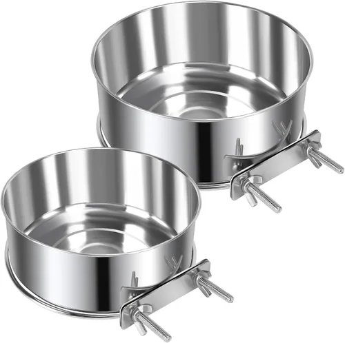 Miniatura 12 de 2 Piezas Cuencos Pequeños de Comida y Agua para Perros y Mascotas para Jaula de Acero Inoxidable Antiderrames, Cuencos Colgantes para Gatos