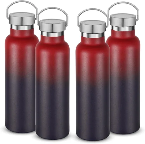 Miniatura 31 de Neihepal Paquete de 4 botellas de agua aisladas de 20 onzas, botella deportiva de doble pared de acero inoxidable con tapa de asa, termo Bubble gum