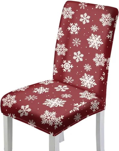 Miniatura 9 de HUGS IDEA Snowman Seat Covers for Dining Room Chairs Set of 2 Santa Claus Stretch Chair Slipcovers Protector Removable and Washable Kitchen Dining