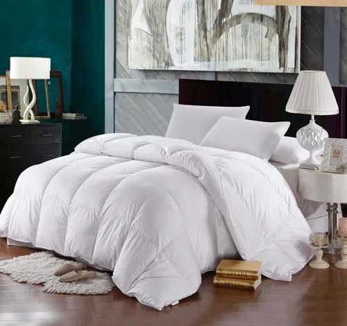 Miniatura 2 de Juego de ropa de cama con cobertor de 500 hilos, 100 % de algodón, 750 plumas (blanco sólido), Algodón, Blanco, King