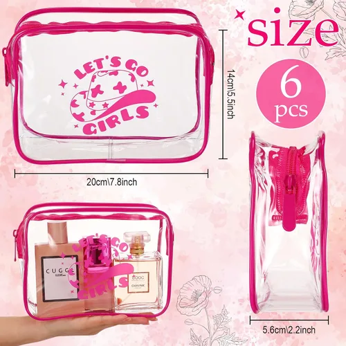 Miniatura 2 de Aliceset 6 piezas de recuerdos de fiesta de vaquera para niñas, bolsa de maquillaje transparente con cremallera, bolsa de aseo para despedida
