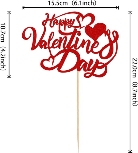 Miniatura 2 de 1 pieza de decoración para pastel del día de San Valentín con purpurina roja dulce corazón de San Valentín, decoración de tartas de San Valentín
