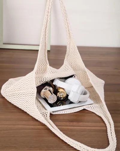 Miniatura 16 de Bolsas de ganchillo para mujer, bolsa de mano de playa de verano, bolsa de hombro de gran capacidad, bolsa de hobo estética, bolsa de punto, bolsa