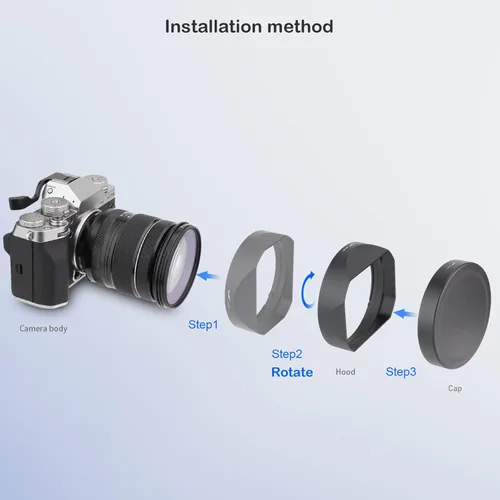 Miniatura 8 de Haoge LH-X18N Bayoneta Square Metal Lens Hood para Fujifilm Fuji XF 0.630-3.150 in F4 R OIS WR, Fujinon XF16-55mmF2.8 R LM WR II Pantalla de lente