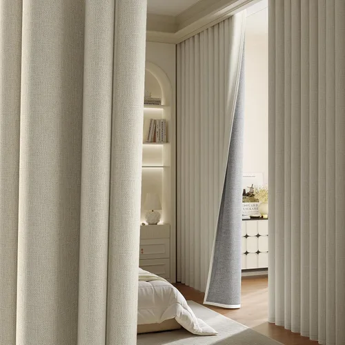 Miniatura 20 de Rinwoc - Cortinas 100% opacas para dormitorio, cortinas con aislamiento térmico de 1.6 m de longitud, 2 paneles, lino texturizado de estilo granja