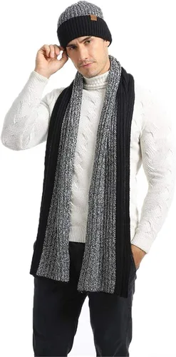 Miniatura 7 de Honnesserry Gorro de invierno para hombre con guantes de pantalla táctil, guantes cálidos para hombre y gorro, conjunto de guantes temáticos