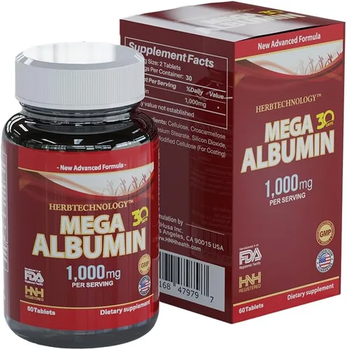 Miniatura 7 de Dr.K&C Suplemento de proteína de albúmina Mega 1000 mg, 1 botella (180 tabletas), apoyo diario de energía y bienestar