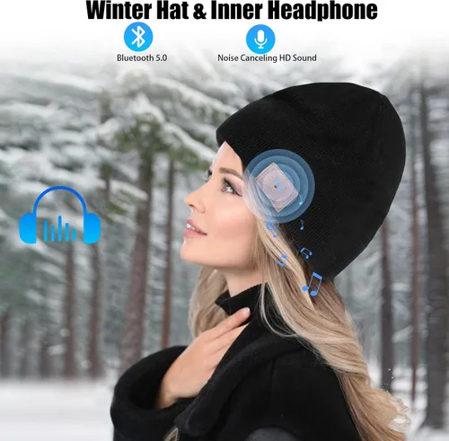Miniatura 3 de Euezmy Gorro Bluetooth para hombre, gorro Bluetooth con auriculares, gorro de punto de invierno con música, cosas para hombres, regalos de Navidad