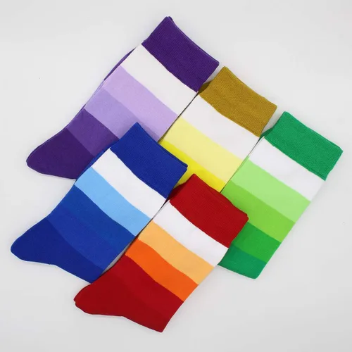 Miniatura 37 de TOEJYJ Calcetines de vestir divertidos para hombre, paquete de calcetines casuales divertidos, coloridos calcetines de algodón a rayas, talla 10-13