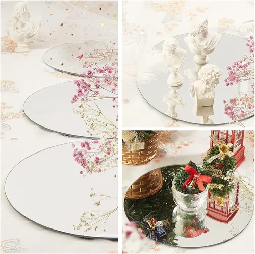 Miniatura 4 de Espejo redondo de vidrio de 8 pulgadas, espejo circular montado en la pared para baño, sala de estar, decoración del hogar, pequeños platos redondos