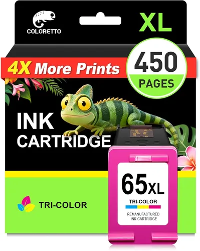 COLORETTO Cartucho de tinta de color 65XL para HP 65 Cartucho de tinta de color, 65XL funciona con Envy 5000 5055 5052 5014 5010 5070 Deskjet 3755