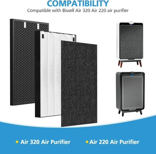 Miniatura 6 de Filtro de repuesto Air 320 compatible con Bissell Air320 Air220 2609A, incluye 1 paquete de filtro HEPA 2678, 1 paquete de prefiltro, 1 filtro