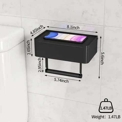 Miniatura 2 de JUYSON Soporte de papel higiénico con estante, dispensador de toallitas desechables para almacenamiento de toallitas de baño, mantiene tus toallitas