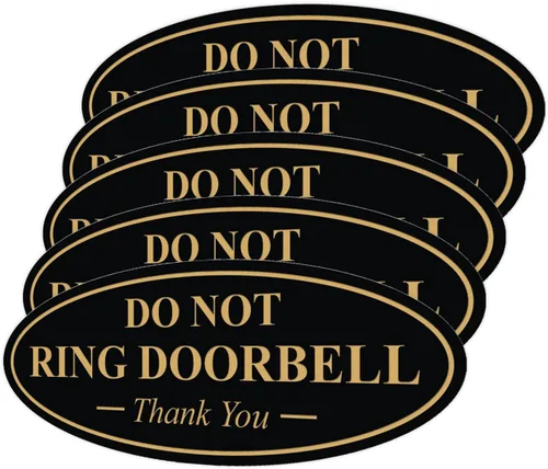 Miniatura 25 de All Quality Cartel de agradecimiento ovalado con texto en inglés «Do not Ring DOORBELL», color negro, pequeño, 1 paquete