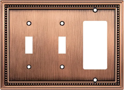 Miniatura 43 de Henne Bery Sunken Pearls - Placa de pared decorativa resistente para interruptor, cubierta para tomacorrientes (doble dúplex, níquel satinado)