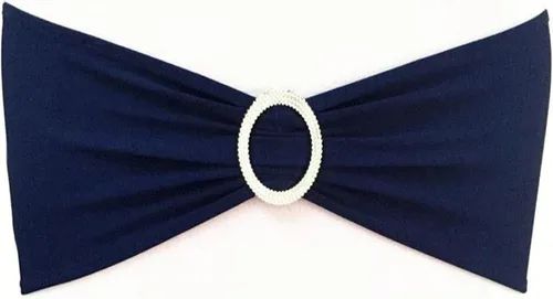 Miniatura 32 de Paquete de 50 unidades de cintas elásticas de elastano azul polvoriento para sillas, con moños, bandas de cubierta de silla elásticas, hebillas Azul