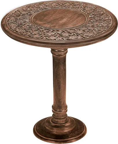 Miniatura 10 de Mesa de café de madera, mesa auxiliar con pilar individual, mesa pequeña, mesita de noche, mesa lateral, mesa de cabecera, mesa lateral de sala