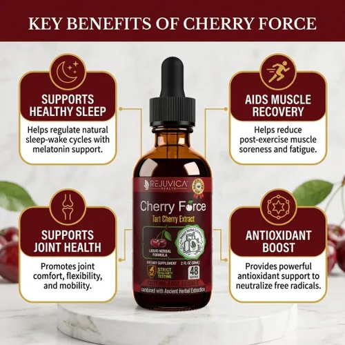 Miniatura 6 de Rejuvica Health Cherry Force - Extracto avanzado de cereza ácida - Verdaderas cerezas ácidas - Rico en fitonutrientes - Extracto líquido para una