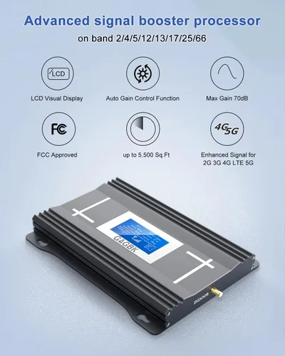 Miniatura 3 de Amplificador de señal celular en banda 2/4/5/12/13/17/25/66 para 4G LTE 5G 3G Amplificador de señal de teléfono celular Booster Amplificador