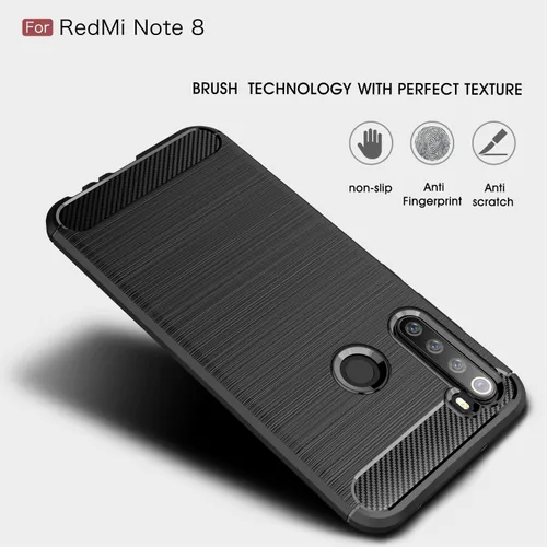Miniatura 4 de Funda compatible con Xiaomi Redmi Note 8, diseño de textura de fibra de carbono y diseño de textura de cuero, contraportada antiarañazos, absorción