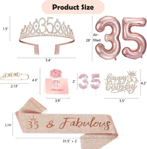 Miniatura 66 de Decoraciones de cumpleaños de 30 años para ella, banda y corona de cumpleaños de 30 años, adorno para pastel de cumpleaños y velas, tarjeta