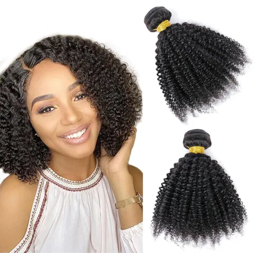 Miniatura 26 de Paquetes de cabello afro rizado y kinky, extensiones de cabello humano de 8 pulgadas, tejido rizado sin procesar, doble entretejido, virgen