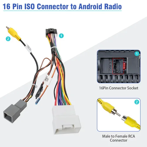 Miniatura 4 de Arnés de cables de radio de 20 pines para kit de adaptador de cableado de estéreo Mitsubishi, arnés de cableado de radio Android con conector RCA