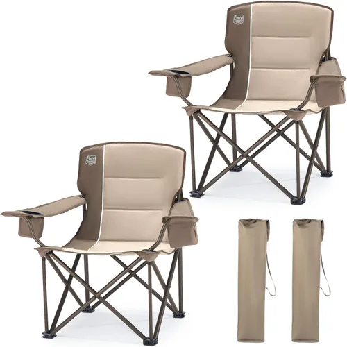 Miniatura 10 de TIMBER RIDGE Silla de Campamento Acolchada para 3 Personas con Portavasos y Bolsillos, Sillas de Campamento Plegables Loveseat para Exteriores