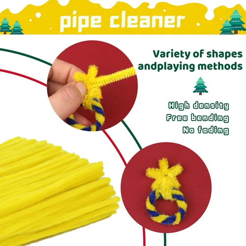 Miniatura 3 de Iuuidu 300 piezas de tallos de felpilla para limpiar pipas amarillas, suministros de manualidades, cepillo limpiador de tuberías para bricolaje