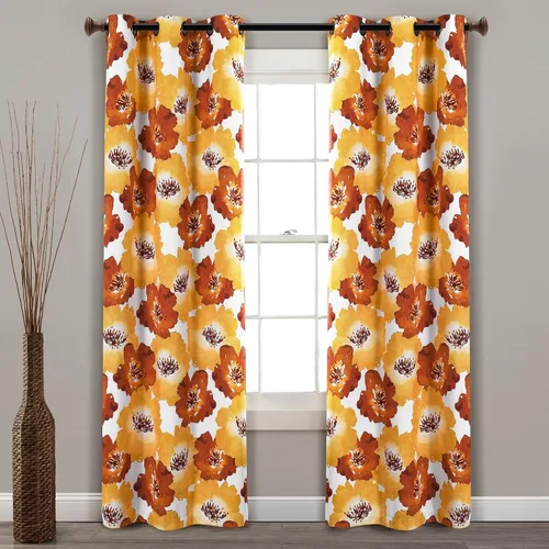Miniatura 27 de Lush Decor Leah - Juego de 2 paneles de cortinas para oscurecer la habitación, 84 x 52 pulgadas, rojo/naranja