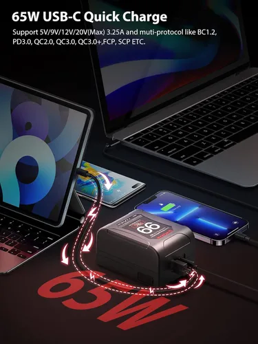 Miniatura 4 de Moman V-Mount Batería, Power 99 Cámara mejor Mini V Lock Baterías 99Wh/6900mAh con botón táctil y pantalla LED para Smallrig BMPCC 4k 6k Cámara