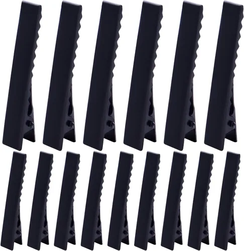 100 pinzas de metal para el cabello de cocodrilo, parte superior plana con dientes, horquillas de una sola punta, pinzas de peluquería para mujeres