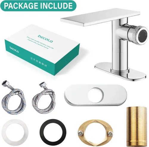 Miniatura 4 de becola Grifo de baño cromado moderno, grifo de cascada para lavabo de baño, grifo de lavabo de baño de un solo orificio, grifo mezclador de lavabo