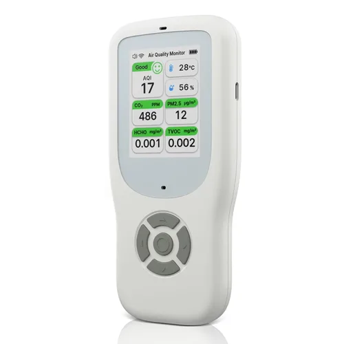 Monitor de calidad del aire interior 9 en 1, probador portátil de calidad del aire para PM1.0, PM2.5, PM10, CO2, TVOC, HCHO, AQI, temperatura y