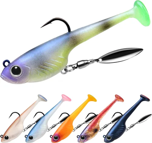 Miniatura 11 de TRUSCEND Duramax Easy Catch TPE Soft Fishing Lures with BKK Hooks, Trembly Sinking and Vibrating Swim for More Bites, Pre-rigged Tear-Resistant