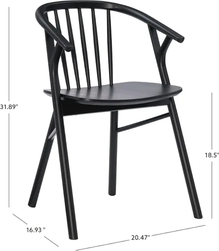 Miniatura 3 de Linon Breeanne - Silla de comedor con respaldo y silla de montar Windsor color negro