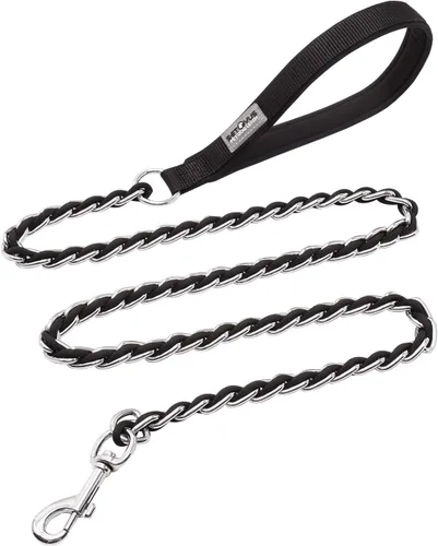 Correa de cadena para perro a prueba de mordidas para perros medianos y grandes, cadena de eslabones antimasticación de 5.2 pies/4 pies, fuerte,