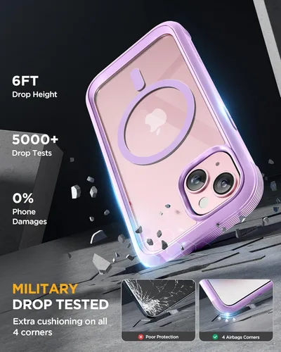 Miniatura 6 de Miracase Funda magnética para iPhone 15 Plus de 6.7 pulgadas [compatible con Magsafe] funda militar de cuerpo completo a prueba de caídas 15 Plus