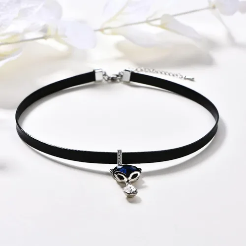 Miniatura 2 de LVEN - Gargantilla negra para mujer, collar de tono doradoplateado con elegante dije