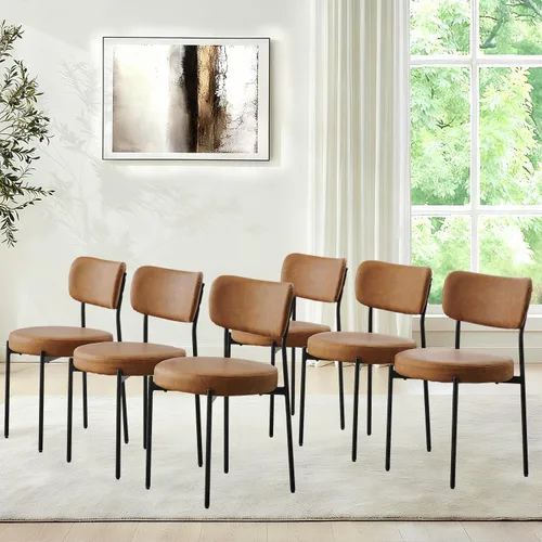 Miniatura 33 de Juego de 2 sillas de comedor negras Stabrech, sillas de comedor con respaldo curvo, sillas de comedor modernas de bouclé tapizadas para la sala