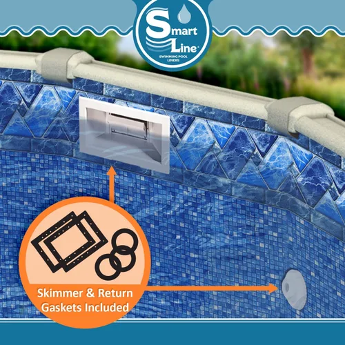 Miniatura 3 de Smartline - Revestimiento redondo de 24 pies para piscina, estilo Stone Harbor, Unibead, altura de pared de 52 pulgadas, vinilo de calibre 25