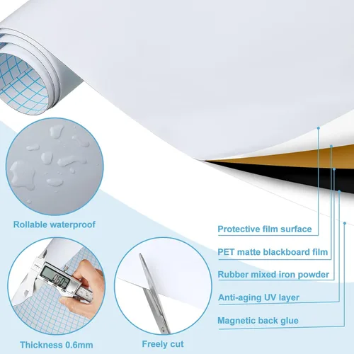 Miniatura 3 de Adhesivo de borrado en seco para decoración de pared, papel de contacto autoadhesivo para pizarra blanca, papel de pared magnético para despegar