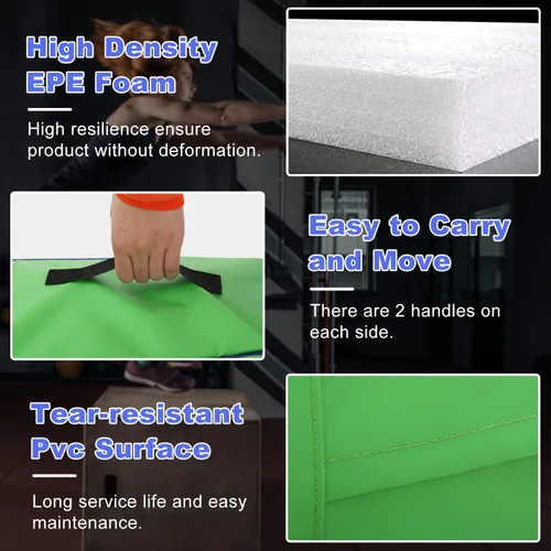 Miniatura 3 de BLKMTY Colchoneta de gimnasia – Colchoneta inclinada, plegable, diseño de cuña de queso para niños, para interiores y exteriores, ejercicio y yoga