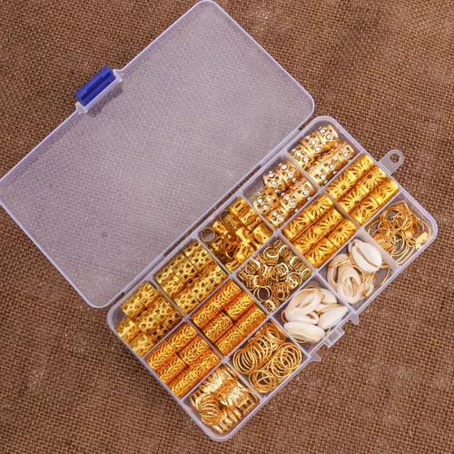 Miniatura 7 de 202 piezas de joyería para mujer, trenzas de rastas de rastas y cuentas, anillos trenzados/puños, conchas, corazón, mariposa, colgantes/clips