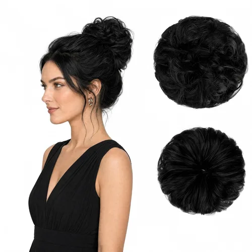 Miniatura 47 de Moño desordenado, moño grueso, coletero, extensiones de cabello para cola de caballo para mujeres y niñas, rubio ceniza